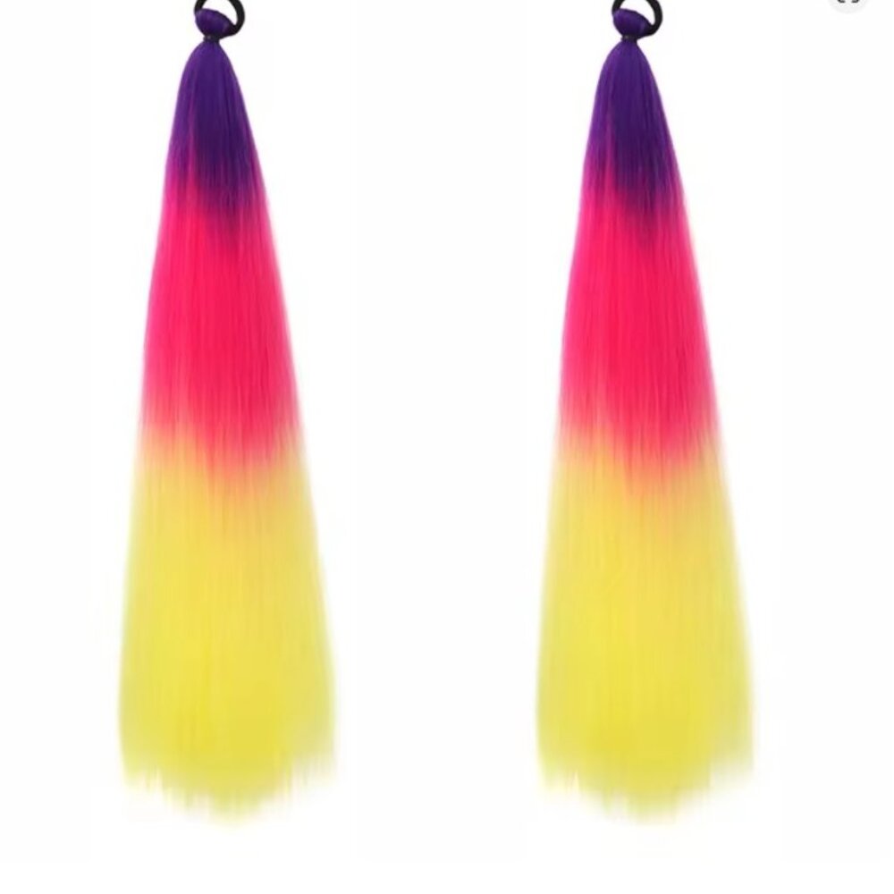 2-Ponytail Extension with Elastic Tie Hair Band 24" Long Straight